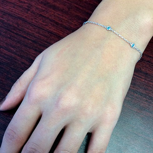 Fancy Blue Diamond Station Bracelet Beze-Sett 14K White Gold (0.25ct)