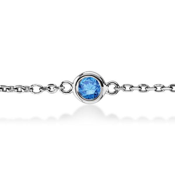 Fancy Blue Diamond Station Bracelet Beze-Sett 14K White Gold (0.50ct)