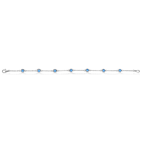 Fancy Blue Diamond Station Bracelet Beze-Sett 14K White Gold (0.50ct)