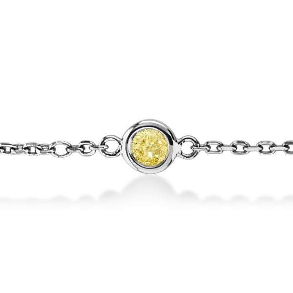 Fancy Yellow Diamond Station Bracelet Beze-Set 14K White Gold (0.75ct)