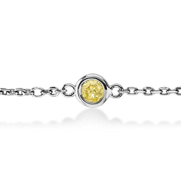 Fancy Yellow Diamond Station Bracelet Beze-Set 14K White Gold (1.50ct)