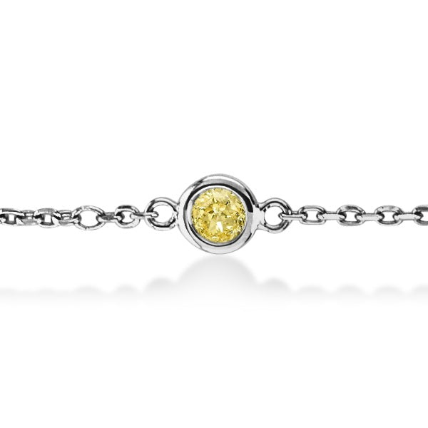 Fancy Yellow Diamond Station Bracelet Beze-Set 14K White Gold (0.25ct)
