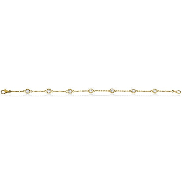 Lab Grown Diamond Anklet Bracelet Bezel Set 14K Yellow Gold (1.00ct)