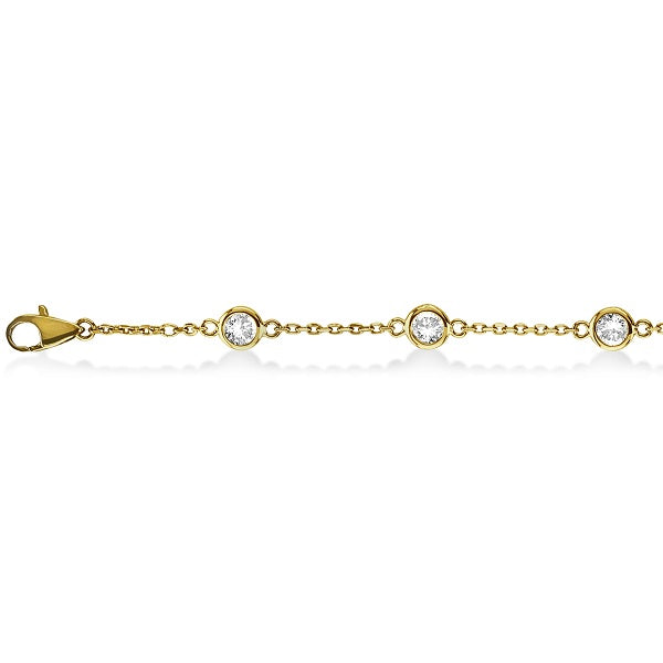Lab Diamond Station Bracelet Bezel-Set 14K Yellow Gold (1.00ct)