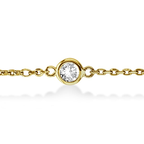 Lab Diamond Station Bracelet Bezel-Set 14K Yellow Gold (1.00ct)