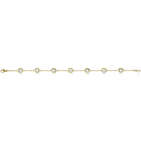 Lab Diamond Station Bracelet Bezel-Set 14K Yellow Gold (1.50ct)