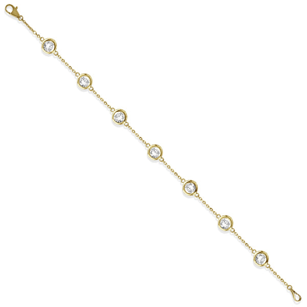 Diamond Station Bracelet Bezel-Set 14K Yellow Gold (2.10ct)
