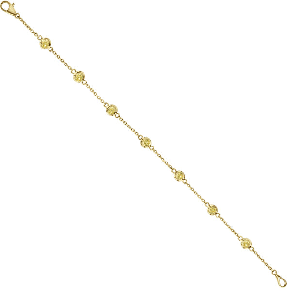Fancy Yellow Diamond Station Bracelet Beze-Set 14K Y Gold (1.50ct)