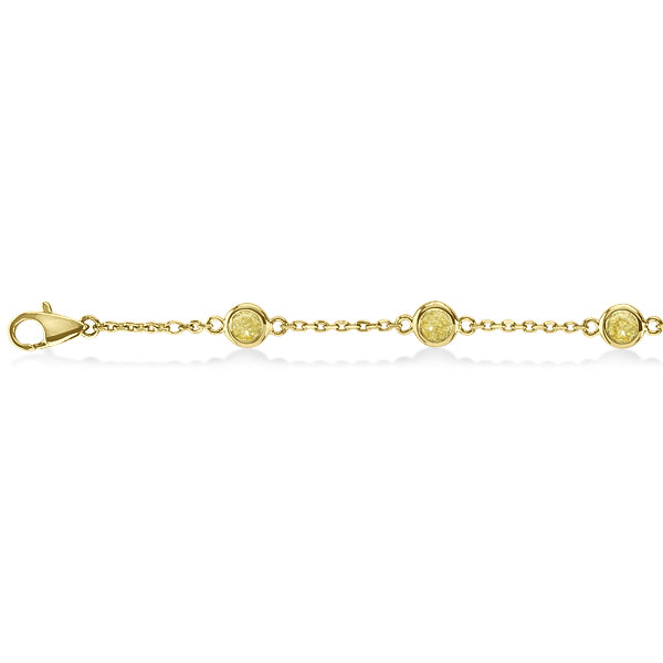 Fancy Yellow Diamond Station Bracelet Beze-Set 14K Y Gold (1.50ct)