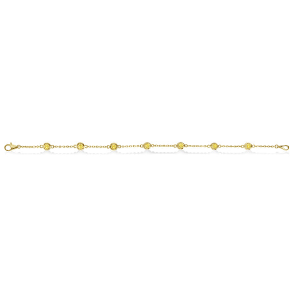 Fancy Yellow Diamond Station Bracelet Beze-Set 14K Y Gold (1.50ct)