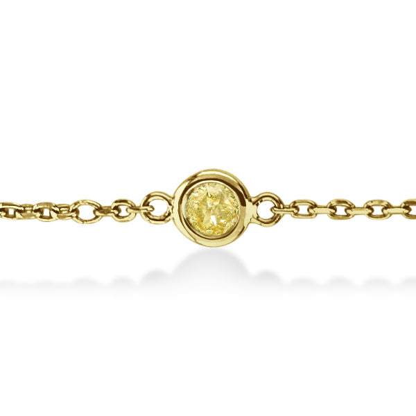 Fancy Yellow Diamond Station Bracelet Beze-Set 14K Y Gold (0.50ct)