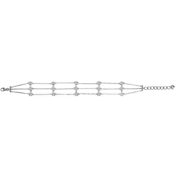 3 Strands Bezel-Set Lab Grown Diamond Station Anklet 14K White Gold (1.50ct)