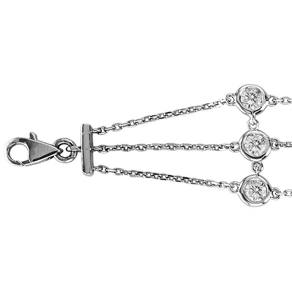 3 Strands Bezel-Set Diamond Station Anklet 14K White Gold (1.50ct)