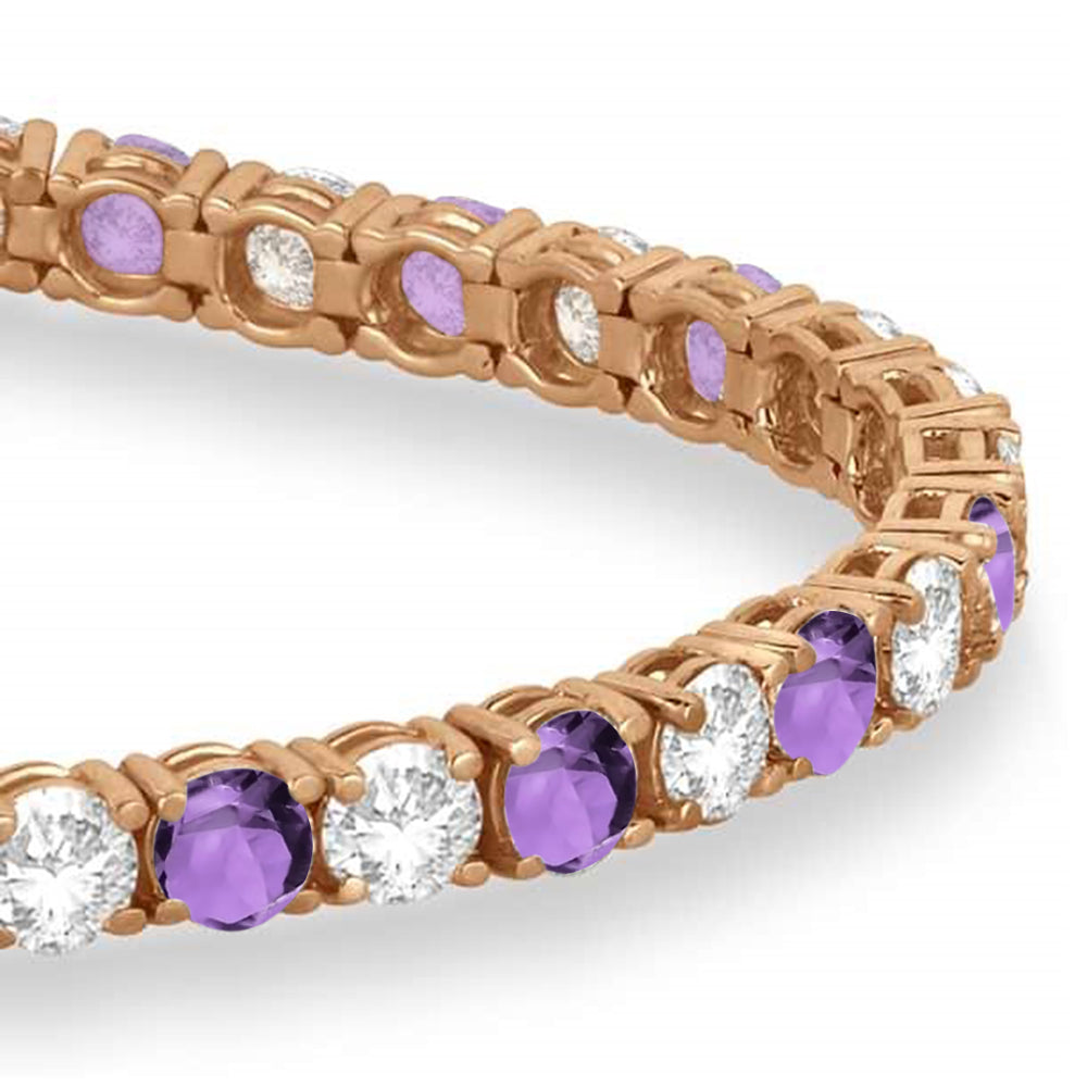 Alternating Diamond & Amethyst Eternity Bracelet 14K Rose Gold (11.87ct)
