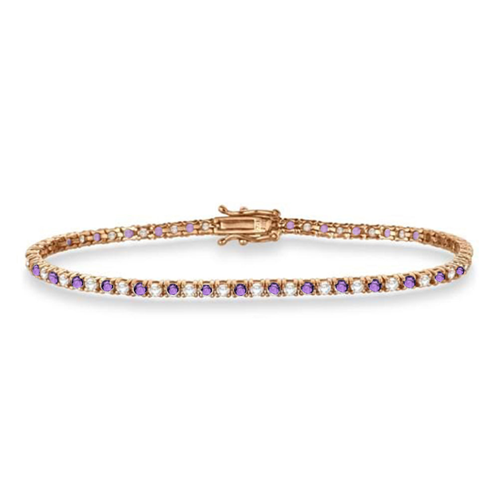 Alternating Diamond & Amethyst Eternity Bracelet 14K Rose Gold (3.14ct)