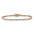 Alternating Diamond & Aquamarine Eternity Tennis Bracelet 14K Rose Gold (3.73ct)