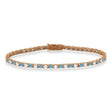 Alternating Diamond & Aquamarine Eternity Tennis Bracelet 14K Rose Gold (4.43ct)