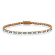 Alternating Diamond & Aquamarine Eternity Tennis Bracelet 14K Rose Gold (5.36ct)
