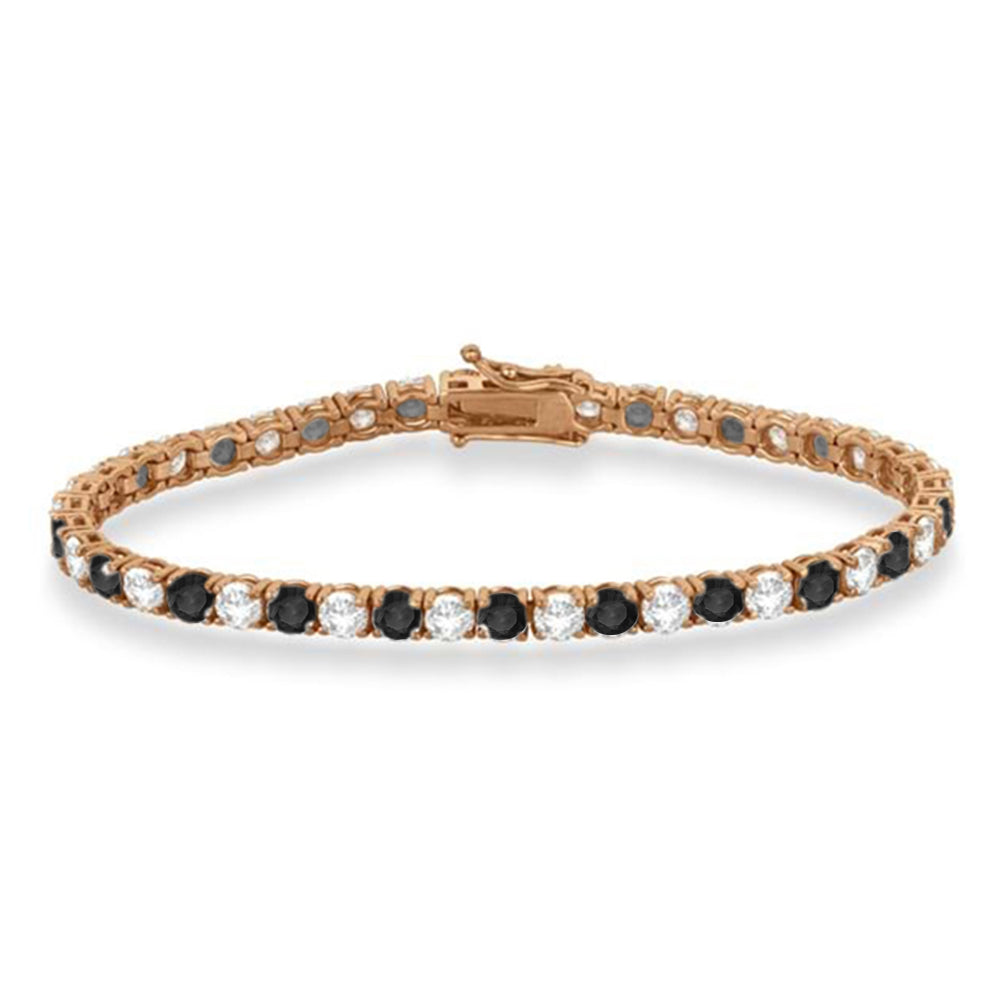 Alternating Diamond & Black Diamond Eternity Bracelet 14K Rose Gold (11.87ct)