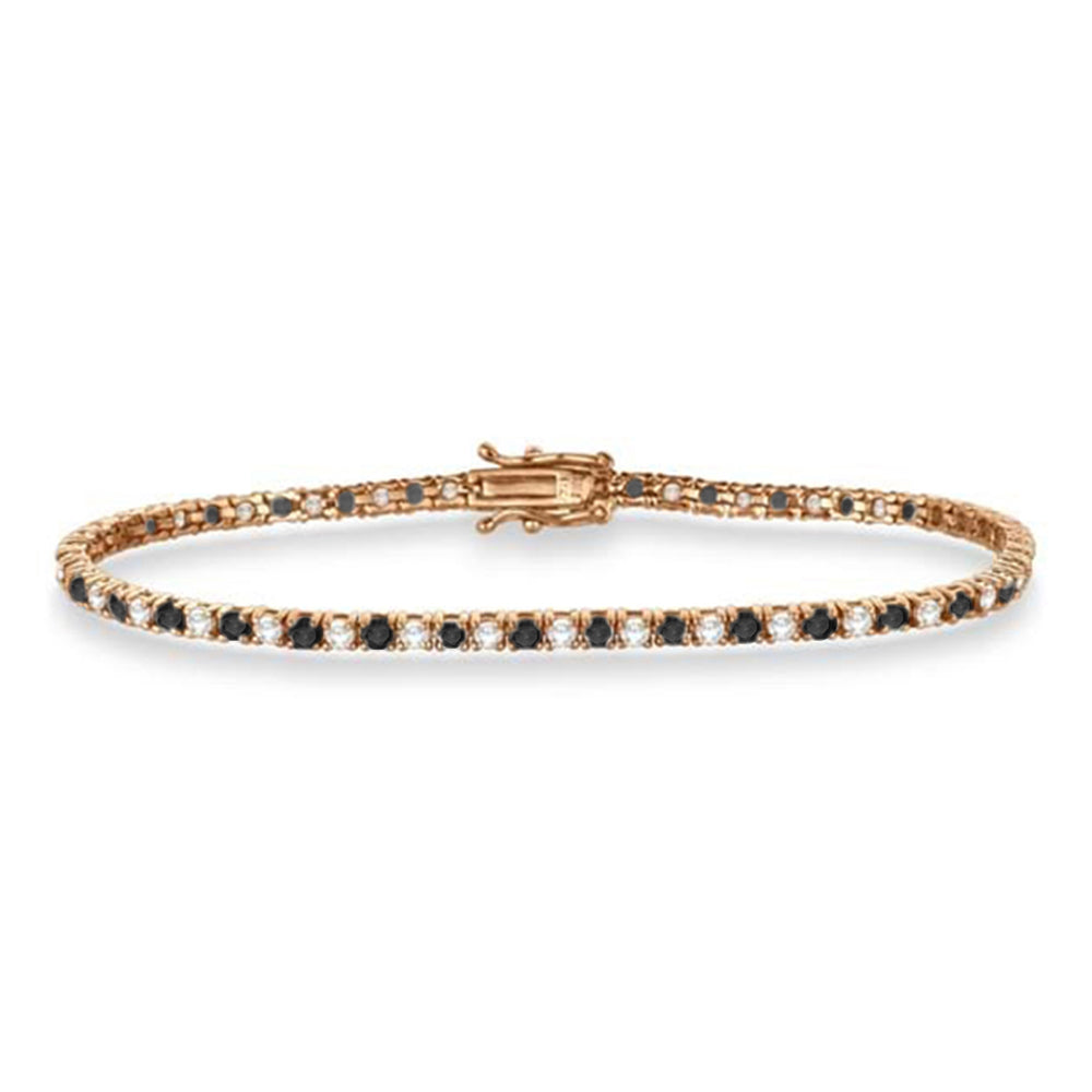 Alternating Diamond & Black Diamond Eternity Bracelet 14K Rose Gold (3.51ct)