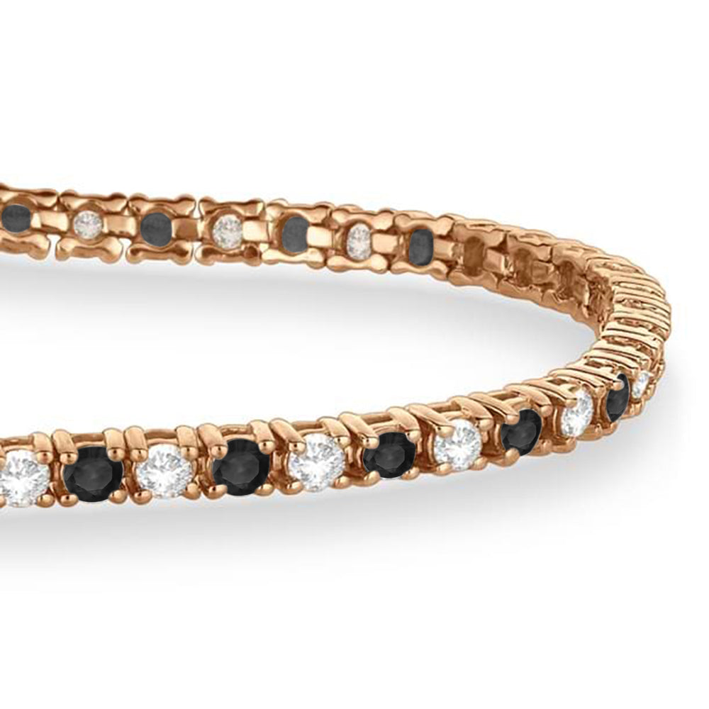 Alternating Diamond & Black Diamond Eternity Bracelet 14K Rose Gold (3.51ct)