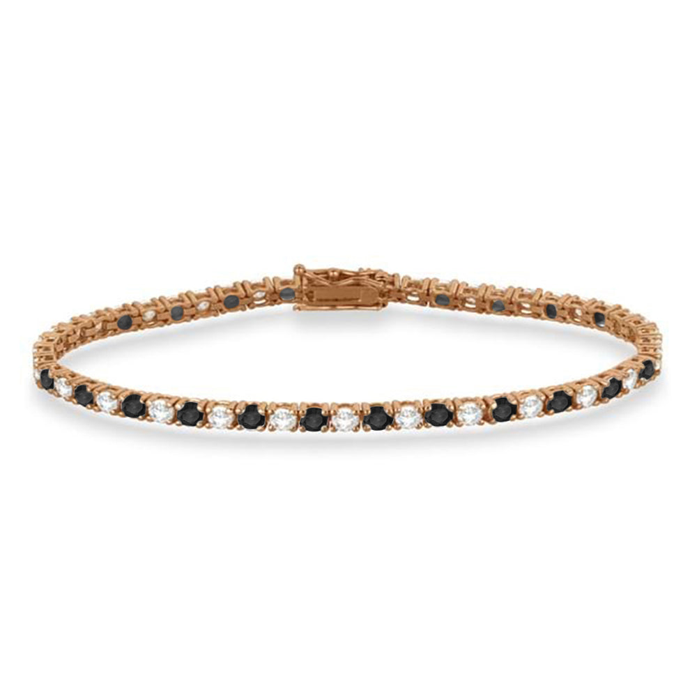 Alternating Diamond & Black Diamond Eternity Bracelet 14K Rose Gold (5.51ct)