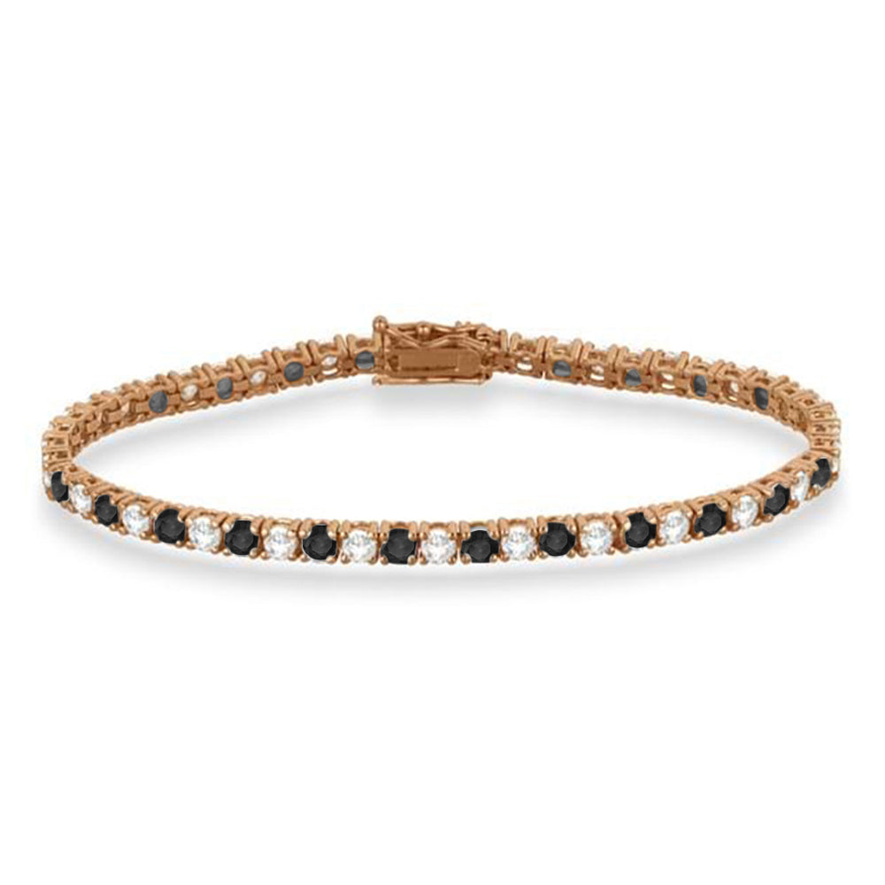 Alternating Diamond & Black Diamond Eternity Bracelet 14K Rose Gold (8.37ct)