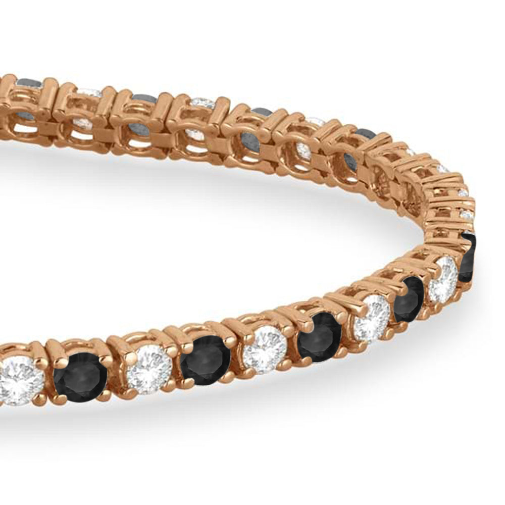 Alternating Diamond & Black Diamond Eternity Bracelet 14K Rose Gold (8.37ct)