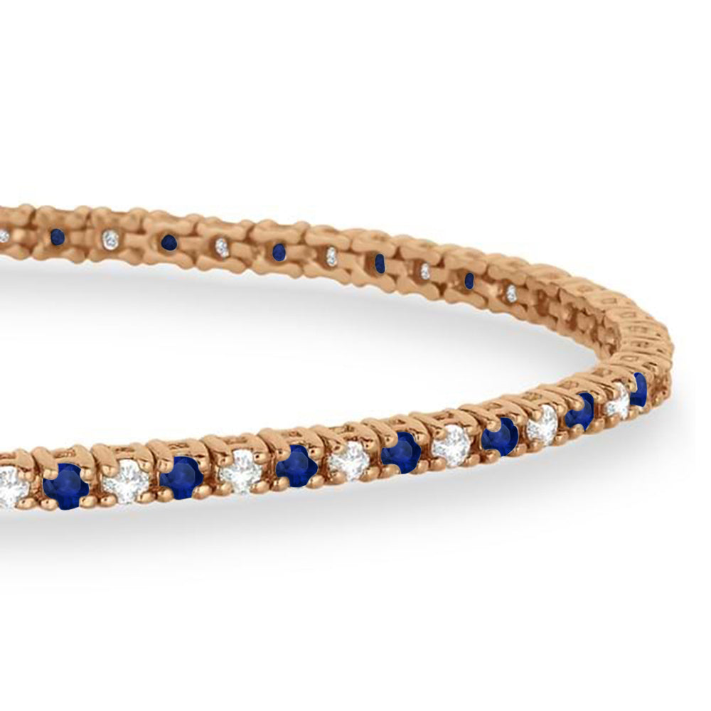 Alternating Diamond & Blue Sapphire Eternity Bracelet 14K Rose Gold (2.29ct)