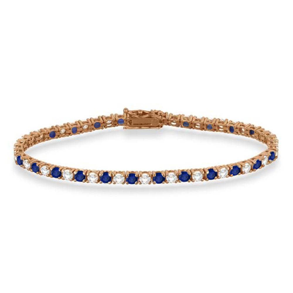 Alternating Diamond & Blue Sapphire Eternity Bracelet 14K Rose Gold (6.14ct)