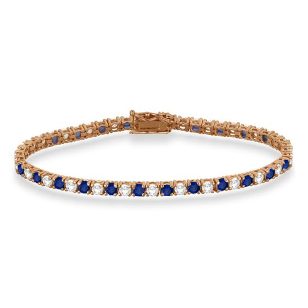 Alternating Diamond & Blue Sapphire Eternity Bracelet 14K Rose Gold (8.37ct)