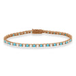Alternating Diamond & Blue Topaz Eternity Tennis Bracelet 14K Rose Gold (5.33ct)