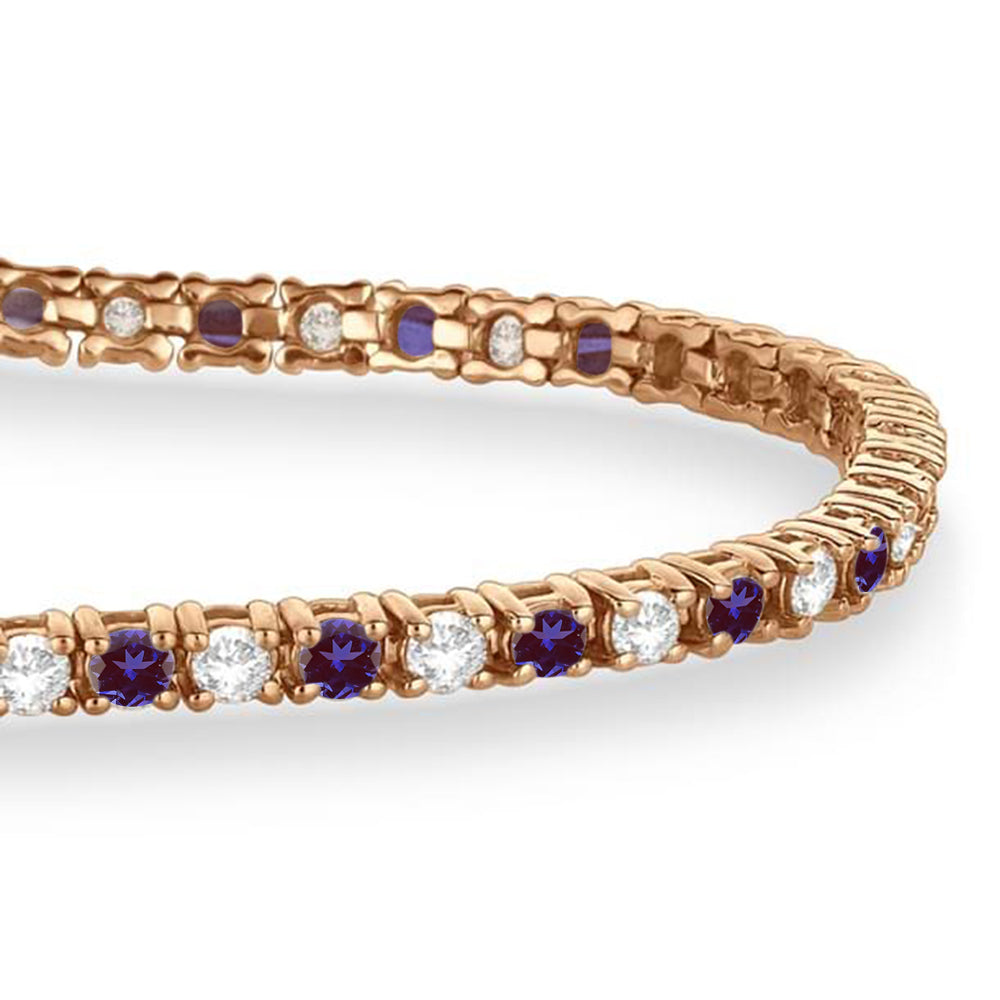 Alternating Diamond & Lab Alexandrite Eternity Tennis Bracelet 14K Rose Gold (4.42ct)