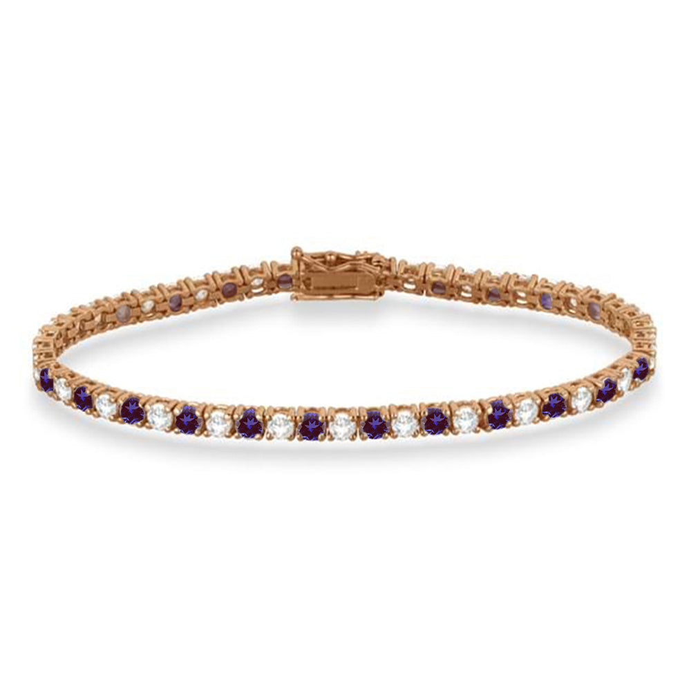 Alternating Diamond & Lab Alexandrite Eternity Tennis Bracelet 14K Rose Gold (8.37ct)