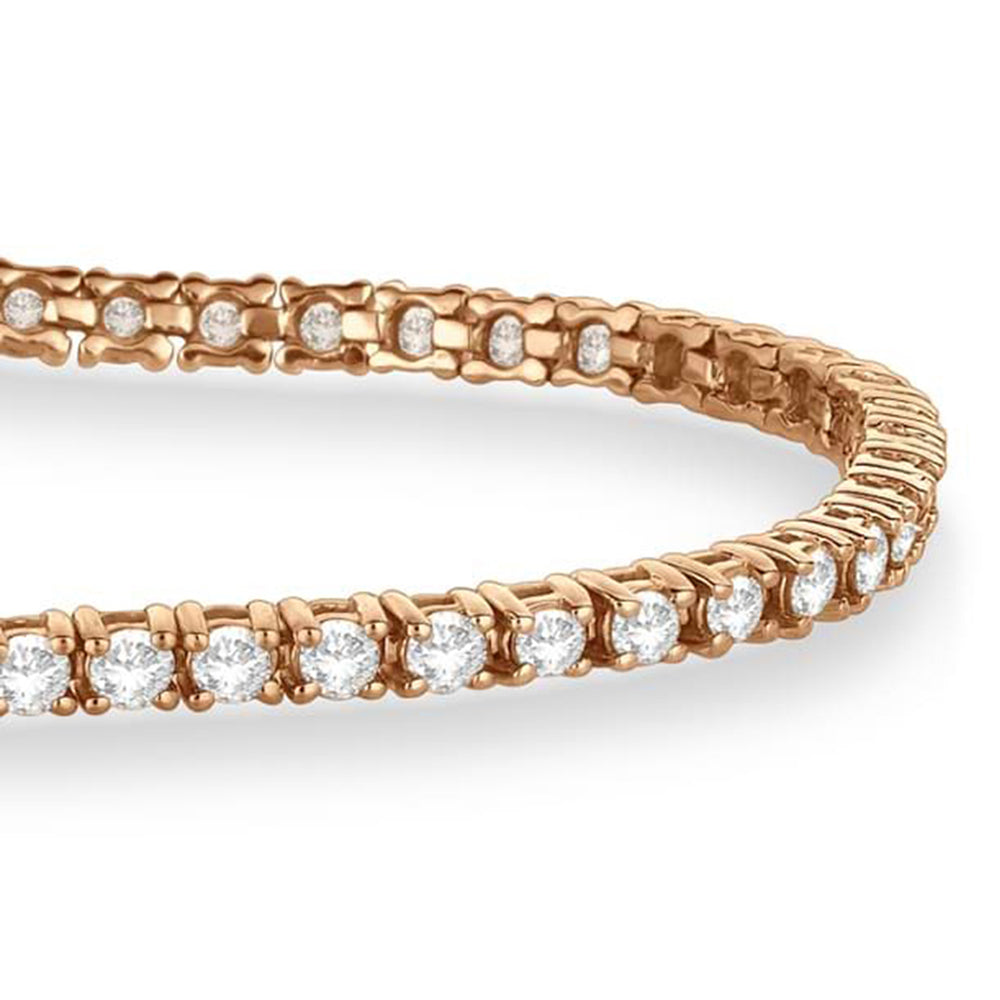Diamond &  Aquamarine Eternity Tennis Bracelet 14K Rose Gold (3.76ct)