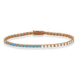 Diamond &  Aquamarine Eternity Tennis Bracelet 14K Rose Gold (4.42ct)