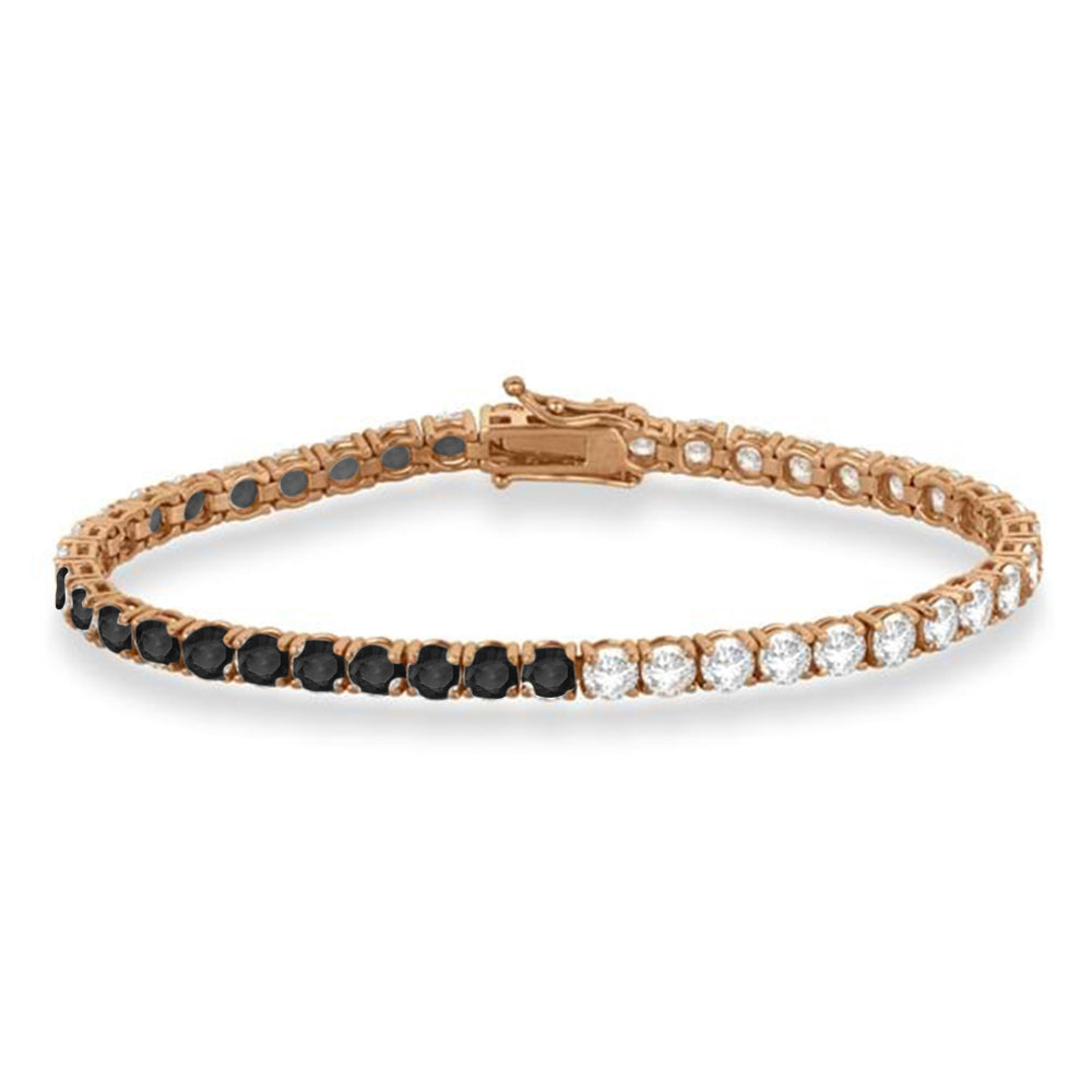 Diamond & Black Diamond Eternity Tennis Bracelet 14K Rose Gold (10.01ct)