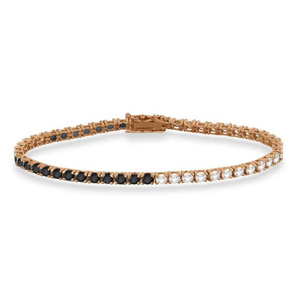 Diamond & Black Diamond Eternity Tennis Bracelet 14K Rose Gold (5.51ct)