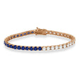 Lab  Diamond & Blue Sapphire Eternity Tennis Bracelet 14K Rose Gold (11.56ct)