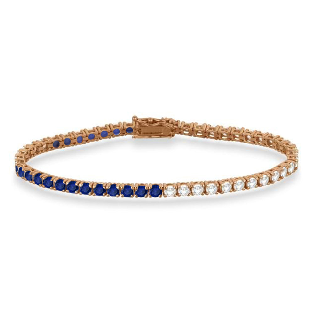 Lab Grown Diamond & Blue Sapphire Eternity Tennis Bracelet 14K Rose Gold (5.00ct)