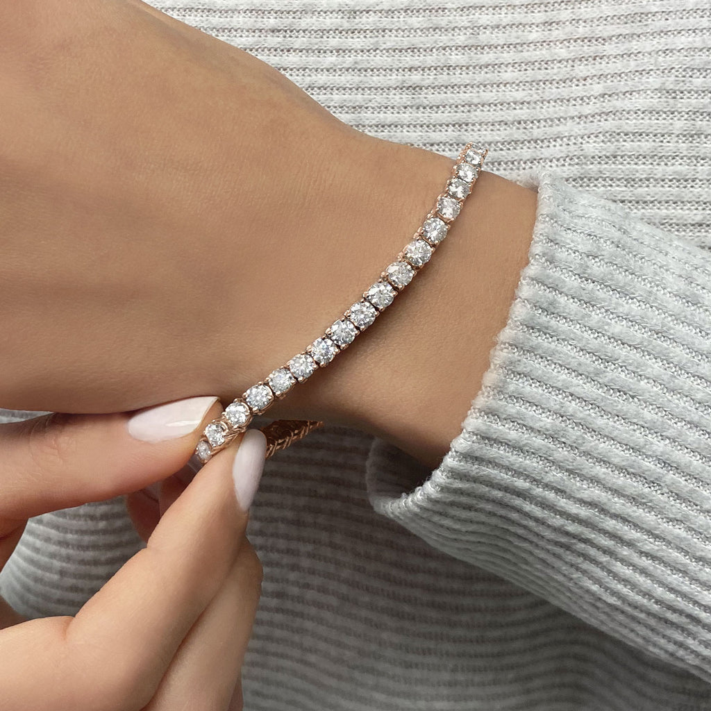 Eternity Lab Diamond Tennis Bracelet 14k Rose Gold (7.08ct)