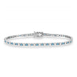 Alternating Diamond & Aquamarine Eternity Tennis Bracelet 14K White Gold (3.73ct)