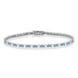 Alternating Diamond & Aquamarine Eternity Tennis Bracelet 14K White Gold (4.43ct)