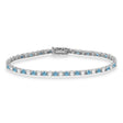 Alternating Diamond & Aquamarine Eternity Tennis Bracelet 14K White Gold (5.36ct)