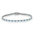 Alternating Diamond & Aquamarine Eternity Tennis Bracelet 14K White Gold (8.37ct)