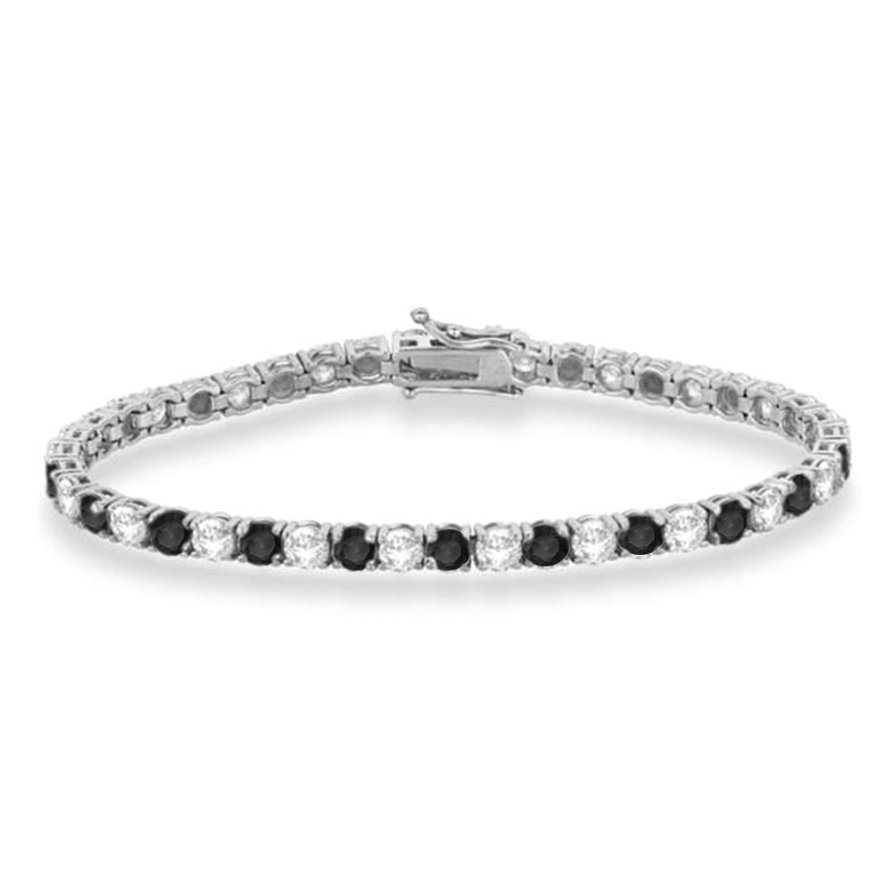 Alternating Diamond & Black Diamond Eternity Bracelet 14K White Gold (11.87ct)