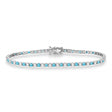 Alternating Diamond & Blue Topaz Eternity Tennis Bracelet 14K White Gold (3.46ct)