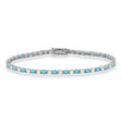 Alternating Diamond & Blue Topaz Eternity Tennis Bracelet 14K White Gold (4.71ct)