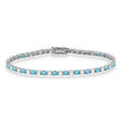 Alternating Diamond & Blue Topaz Eternity Tennis Bracelet 14K White Gold (5.33ct)