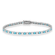 Alternating Diamond & Blue Topaz Eternity Tennis Bracelet 14K White Gold (6.39ct)